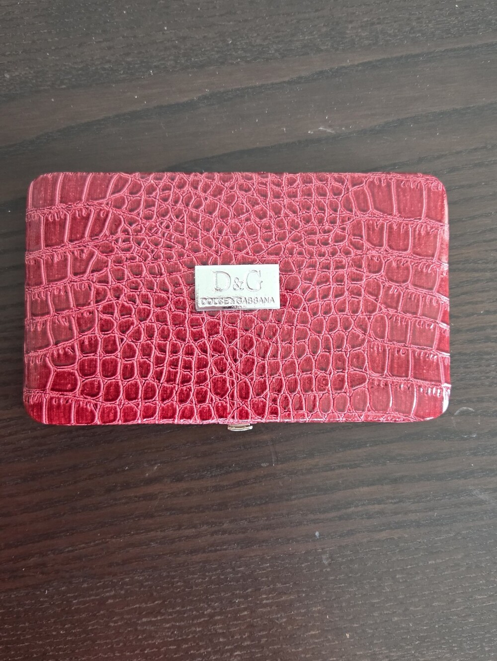 D&G Red Croc-Embossed Card Case